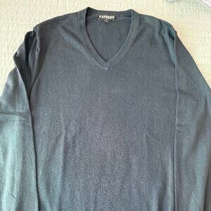 Express Men's Cashmere Cotton Blend Sweater Grey Large